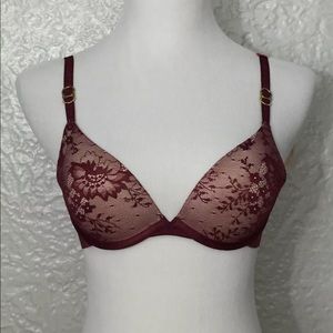 Stella McCartney Lace Plunge Bra, Wine, Size 34B